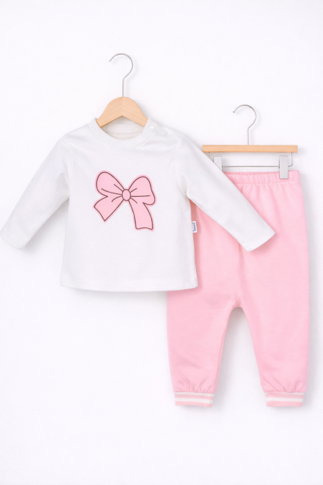 Set fetițe roz din bumbac 100% – 3 piese, 0–9 luni | Petino [2]
