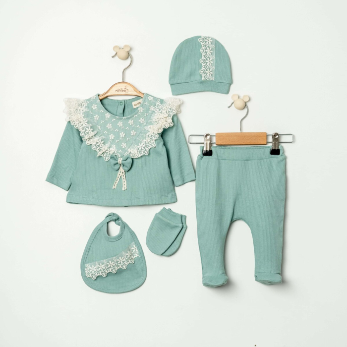 Set Nou-Născut Fetiță 5 Piese Verde Mentă (0-6 Luni) [1]