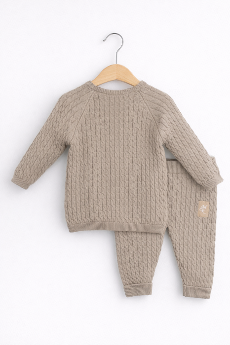 Set tricotat bebe din lână naturală | Bluză și pantaloni [2]