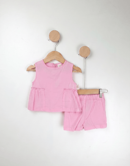 Rochie tip pantalon pentru fetițe, roz de vară | 6–24 luni [2]