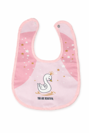 Accesorii vestimentare - Bavetă impermeabilă pentru fetițe cu lebădă roz – 3 modele | Petino