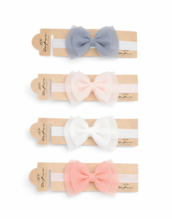 Colecția de Vară - Bentiță elastică bebe cu fundă din tull | Fetițe 3–12 luni