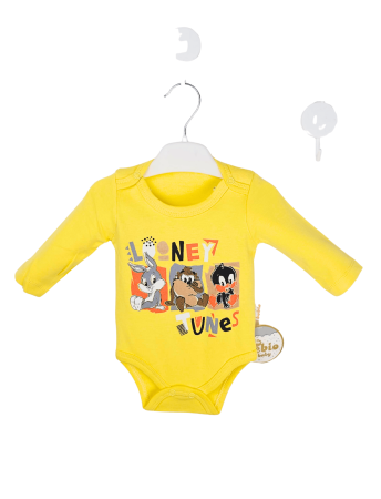 12 - 24 luni - Body pentru băieți din bumbac 100% galben cu Looney Tunes