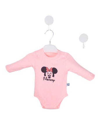 Body-uri - Body roz pentru fetițe din bumbac 100% cu Minnie și text mommy
