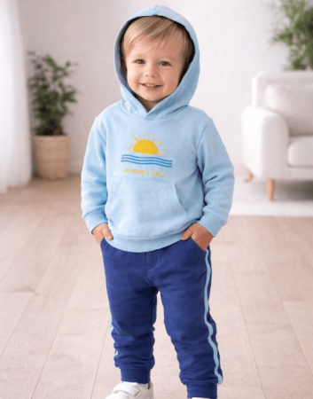 Seturi - Set băieți 2 piese cu hanorac bleu și pantaloni albaștri
