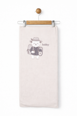 Accesorii vestimentare - Păturică premium gri pentru bebeluși cu imprimeu ursuleț