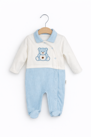 Salopete - Salopetă băieți din bumbac 100% alb-albastru, 0–6 luni | Petino