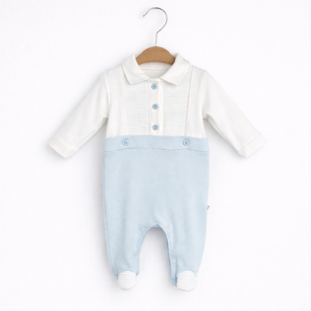 Salopete - Salopetă băieți din bumbac – albastru deschis, 0–6 luni