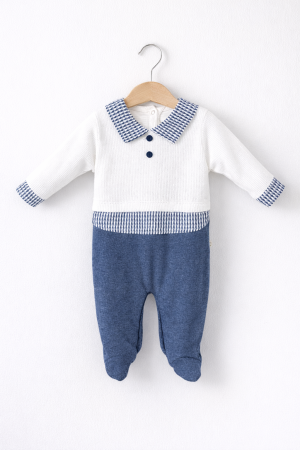 Salopete - Salopetă bebe băieți din bumbac 100% – albastru închis