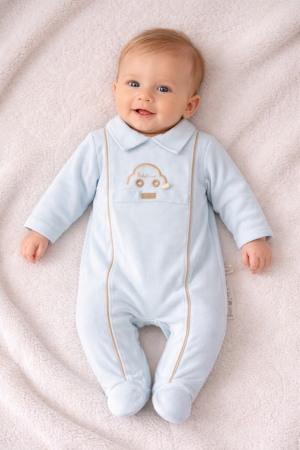 Salopete - Salopetă bebe băieți albastră din bumbac 100%