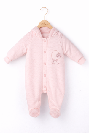 Ținute călduroase - Salopetă groasă roz pentru fetițe cu interior pufos pentru exterior