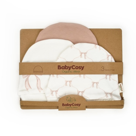Noutăți - Set 3 Caciulite pentru fetite 100% Bumbac - 0-3 Luni