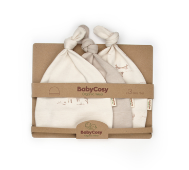 Noutăți - Set 3 Caciulite Unisex 100% Bumbac - 0-3 Luni