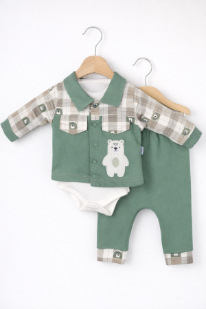 12 - 24 luni - Set băieți bumbac 100% cu body și pantaloni | Petino