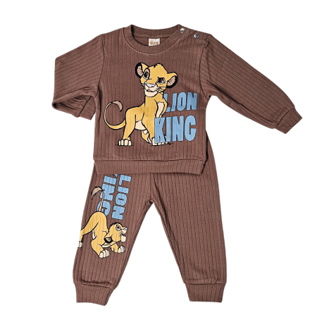 12 - 24 luni - Set bebe unisex cu bluză și pantaloni – imprimeu leu