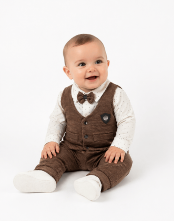 Noutăți - Set elegant băieți cu papion și vestă | 0–12 luni