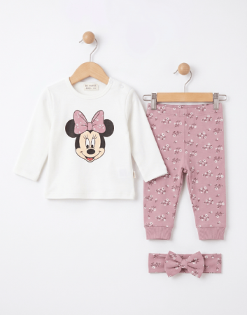 Seturi - Set fetițe 3 piese cu bentiță, bluză Minnie și pantaloni florali