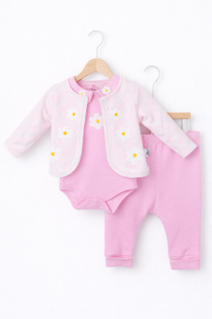 12 - 24 luni - set-bebe-3-piese-roz-pal-bumbac-petino
