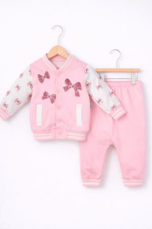 Seturi - Set fetițe roz din bumbac 100% – 3 piese, 0–9 luni | Petino