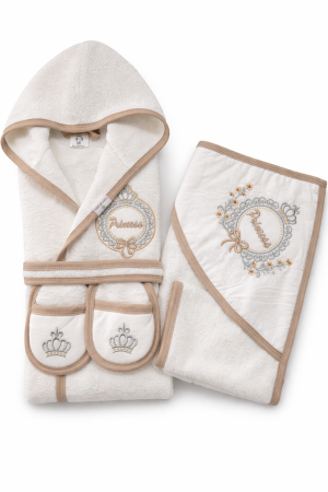 12 - 24 luni - Set baie bebe 1–3 ani cu halat și prosop – Prince / Princess