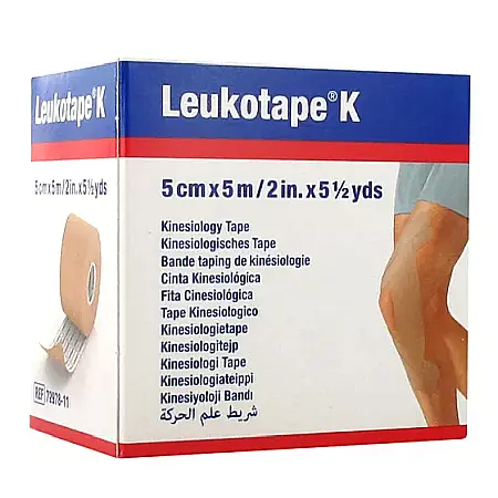 Benzi kinesiologice - Banda kinesiologica hipoalergenica Leukotape K 5cm x 5m Bej