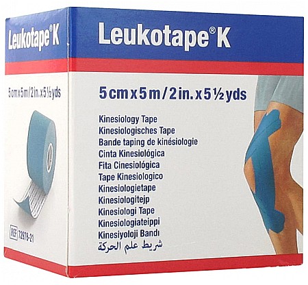 Benzi kinesiologice - Banda kinesiologica hipoalergenica Leukotape K 5cm x 5m Albastru