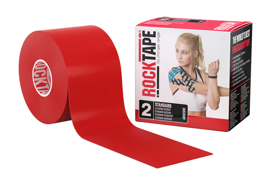 Benzi kinesiologice - Banda kinesiologica RockTape standard, 5cmx5m, culoare rosu