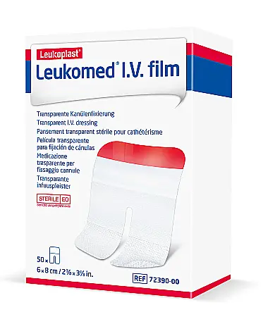 Plasturi si pansamente - Plasturi transparenti fixare branula Leukomed IV film, cutie 50buc