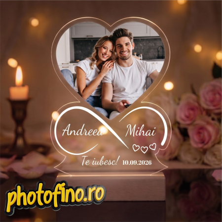 Lampă Led Lemn - lampa led iubire infinita