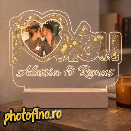 Lampă Led Lemn - lampa led love3