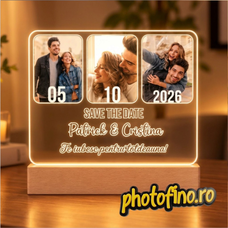 Lampă Led Lemn - lampa led savethedate