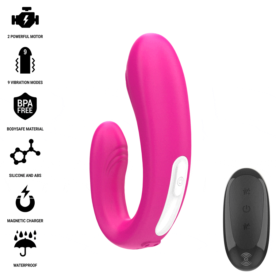 Vibrator Janet în Formă de U pentru Stimulare Internă și Clitoridiană, 2 Motoare, Roz [4]