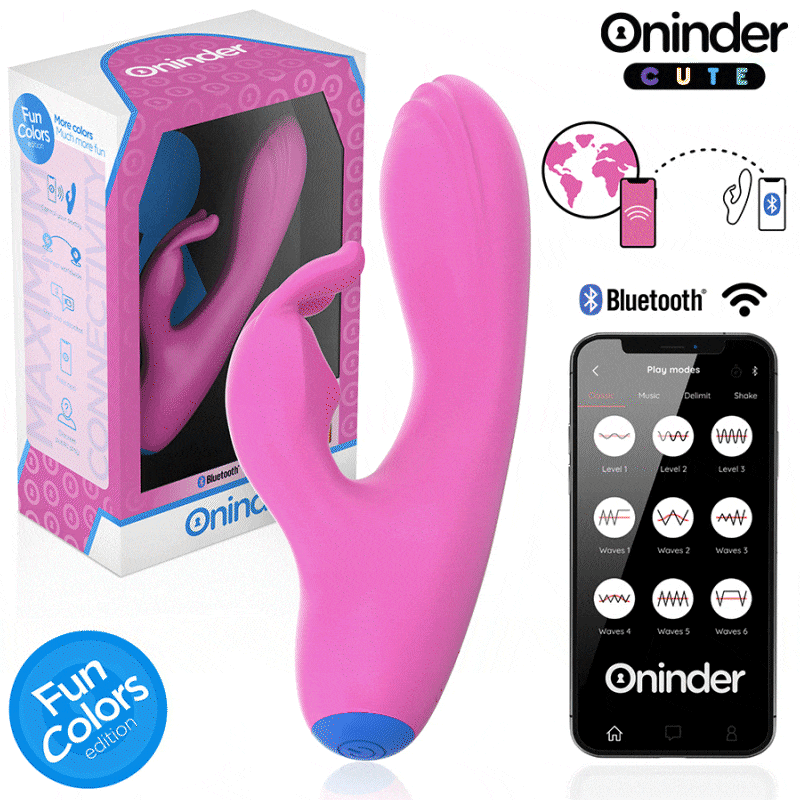 Vibratoare - Vibrator rabbit Cute Love Bunny pentru stimularea punctului G și clitorisului, control prin aplicație de oriunde, reîncărcabil USB-C, roz