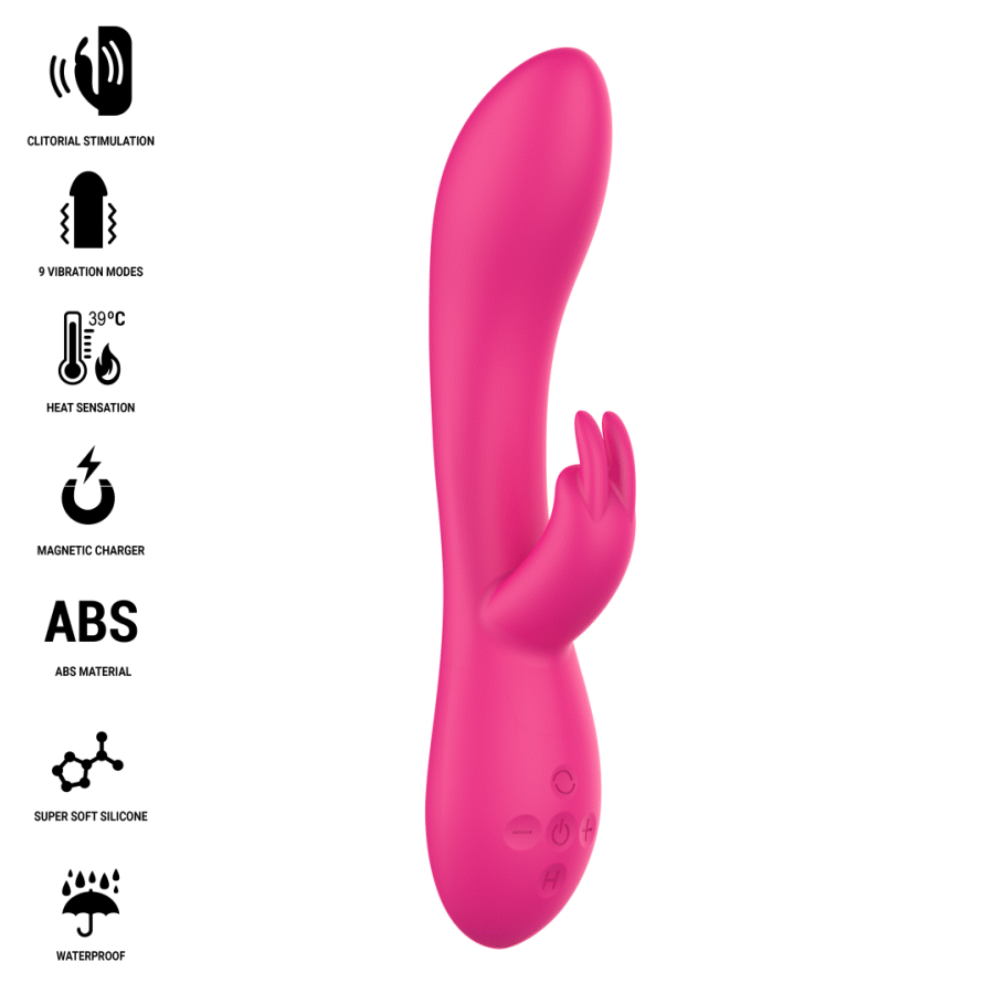Vibratoare - Vibrator Rabbit Intense Tammy, Silicon Medical, Functie de Incalzire, Stimulare Duala G-Spot si Clitoris, 10 Moduri, Waterproof, Reincarcabil USB, Roz