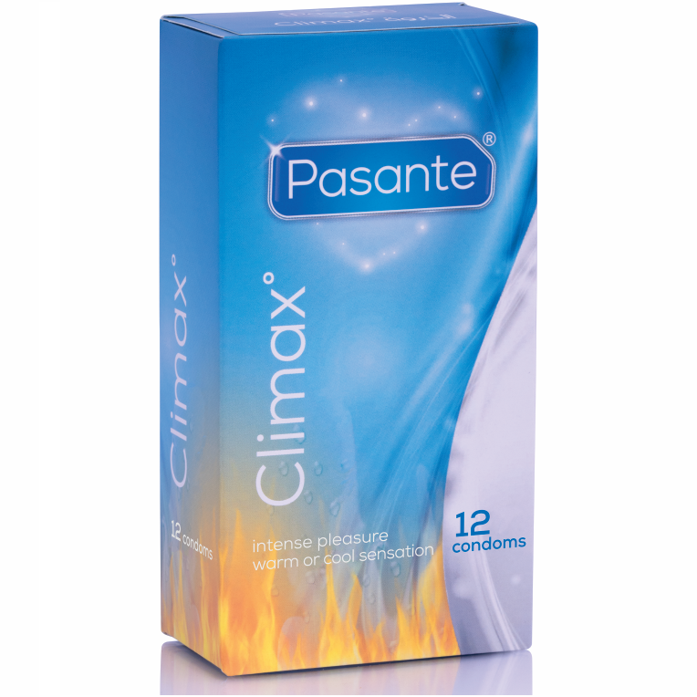 Prezervative Pasante Climax 12 bucăți – 6 cu Efect de Încălzire și 6 Răcoritoare, Striate, 52 mm