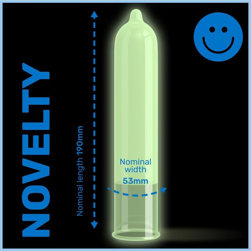 Prezervative Pasante Glow in the Dark 3 bucăți – Fosforescente, Latex Natural, 53 mm [1]
