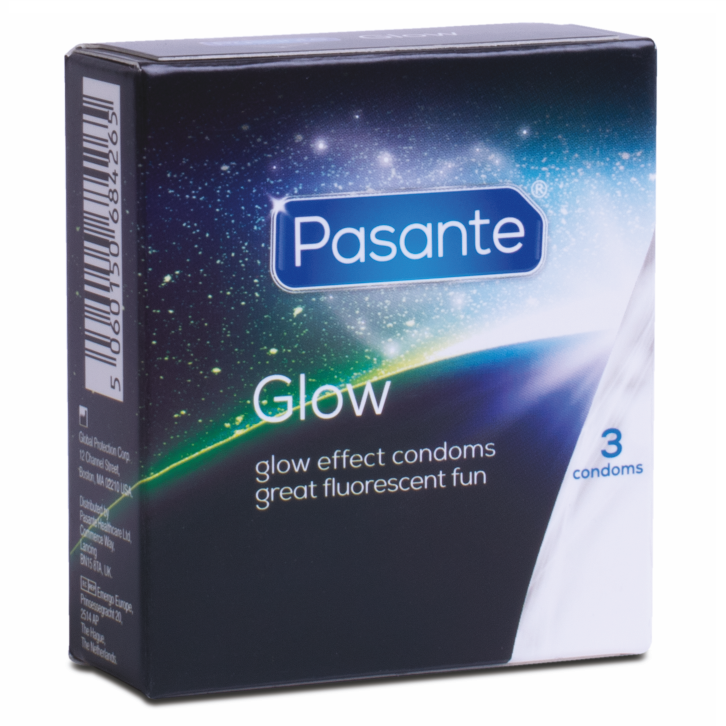Prezervative Pasante Glow in the Dark 3 bucăți – Fosforescente, Latex Natural, 53 mm