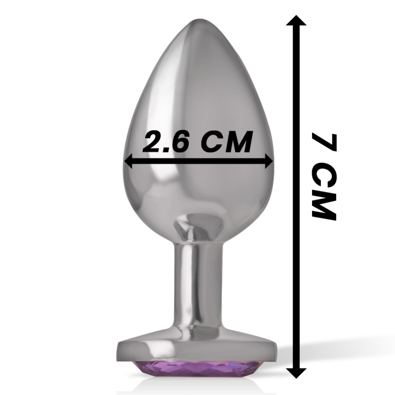 Plug anal metalic mărimea S cu bază sigură și cristal violet decorativ, 7 cm [4]