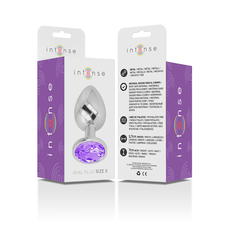 Plug anal metalic mărimea S cu bază sigură și cristal violet decorativ, 7 cm [5]