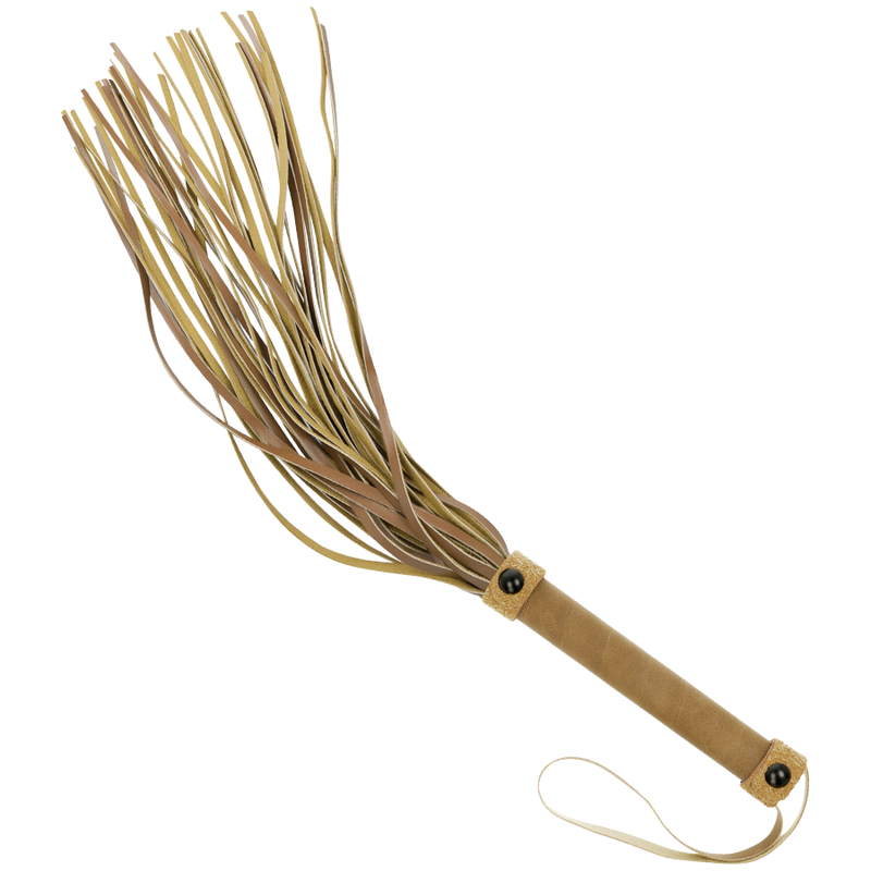 Bici BDSM tip flogger din piele vegană, cu multiple fâșii flexibile și curea pentru încheietură, 28 cm [5]