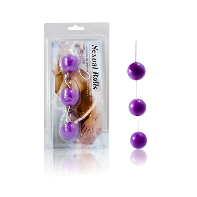 Bile anale BAILE Strip lila, 3 bile din ABS cu inel, 20 cm [3]