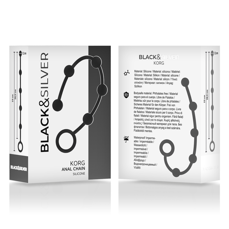 Bile anale Black&Silver Korg din silicon – 5 bile, 21 cm [4]