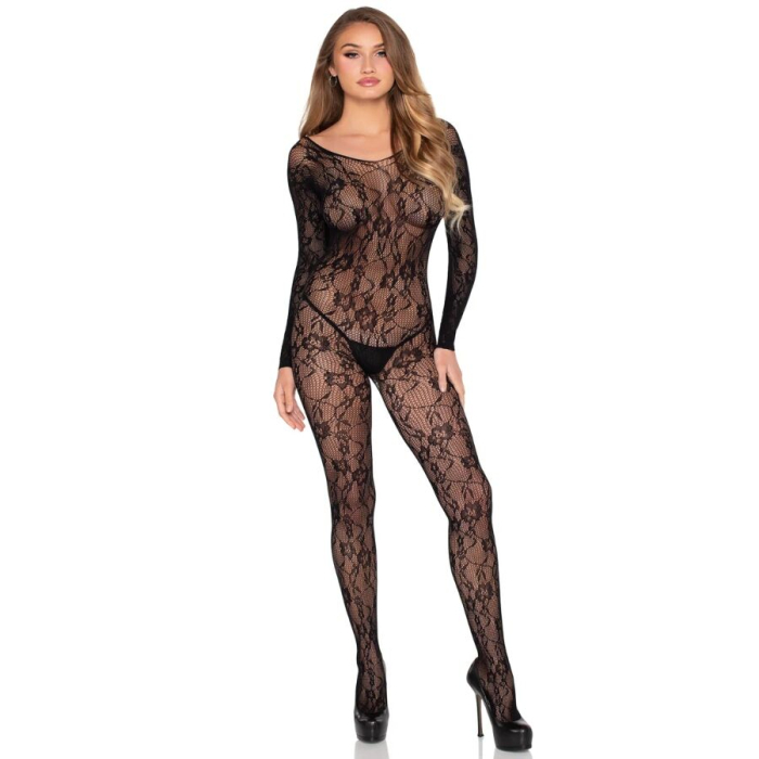 Bodystocking dama din dantela neagra Leg Avenue 89366, design elastic, One Size, lenjerie sexy [6]
