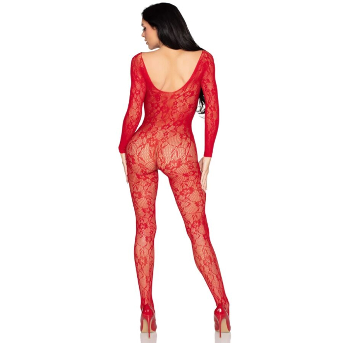 Bodystocking dama din dantela rosie Leg Avenue 89366, design elastic, One Size, lenjerie sexy [3]