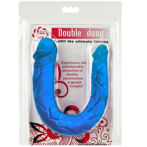 Dildo dublu BAILE Double Dong TPR albastru 30,5 cm [2]