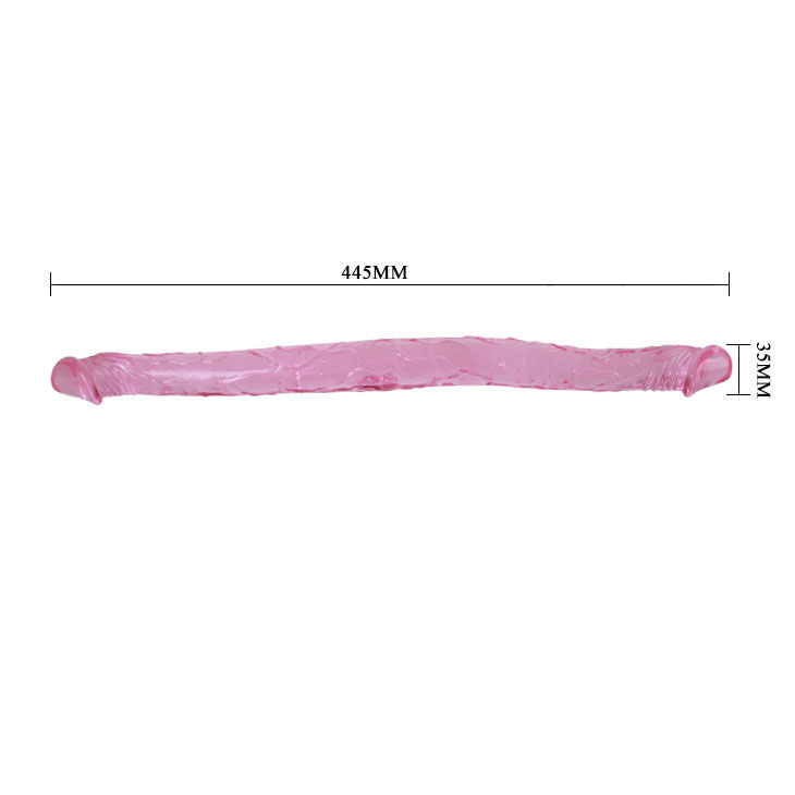Dildo dublu flexibil pentru penetrare simultană vaginală și anală Double Dong Pink, 44,5 cm [4]