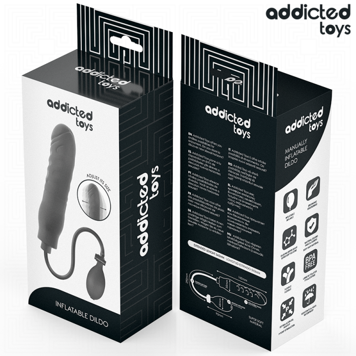Dildo Gonflabil Realist Addicted Toys Model 3, Silicon Medical, Dimensiune Ajustabila, Baza cu Ventuza, Negru [7]