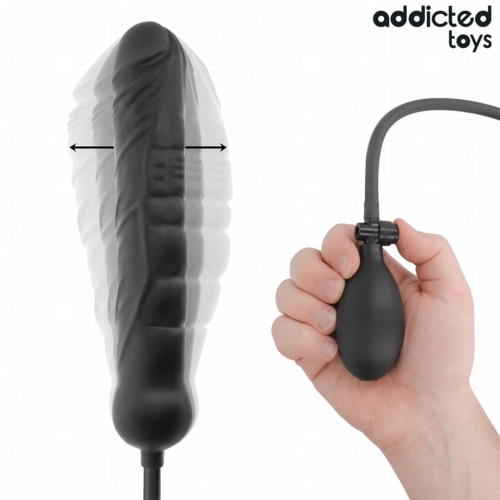 Dildo Gonflabil Realist Addicted Toys Model 5, Silicon Medical, Dimensiune Ajustabila, Negru [2]