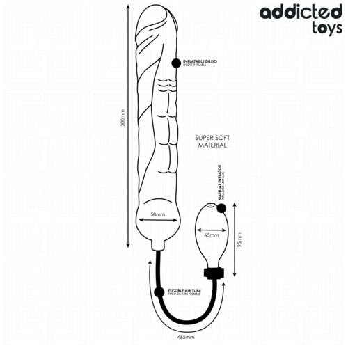 Dildo Gonflabil Realist Addicted Toys Model 5, Silicon Medical, Dimensiune Ajustabila, Negru [5]