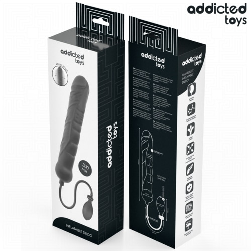 Dildo Gonflabil Realist Addicted Toys Model 5, Silicon Medical, Dimensiune Ajustabila, Negru [6]